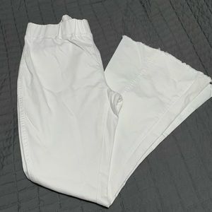 White bell bottom leggings